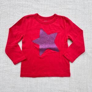 NEW Crewcuts Red Long Sleeve Tee with Purple Glitter Star NWOT Size 2